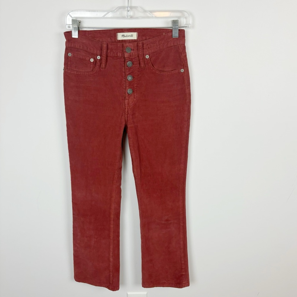 Madewell Corduroy Button-Fly Pants - Cali Demi Boot in Rust Red